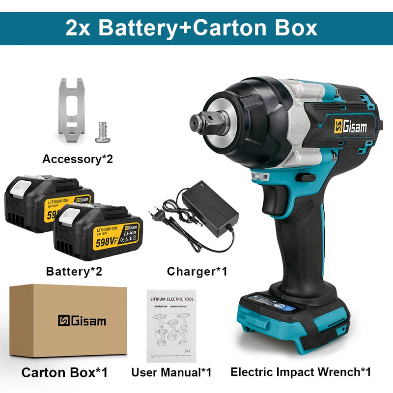 Chave de impacto elétrica sem escova, torque 1800n.m