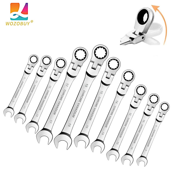 chave de catraca de cabeça flexível, 1 peça métrica 6-24mm chaves universais de aço cromo