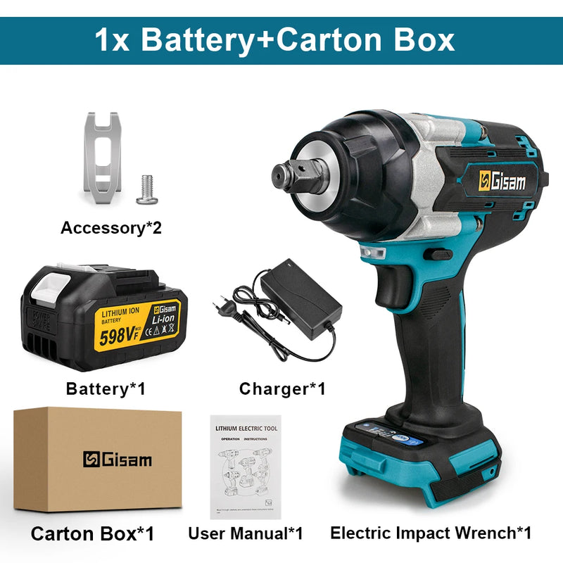 Chave de impacto elétrica sem escova, torque 1800n.m