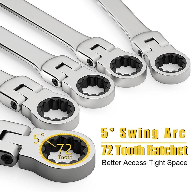 chave de catraca de cabeça flexível, 1 peça métrica 6-24mm chaves universais de aço cromo