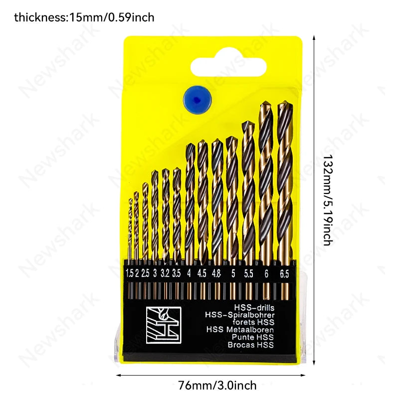 Kit 13 Broca de Aço titanio 1,5mm ate 6,5mm